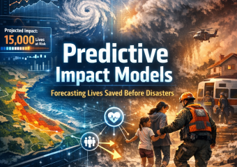 Graph visualizing lives saved through predictive impact models before natural disasters.