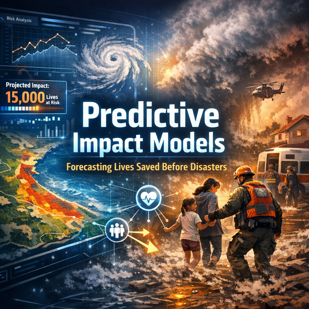 Graph visualizing lives saved through predictive impact models before natural disasters.
