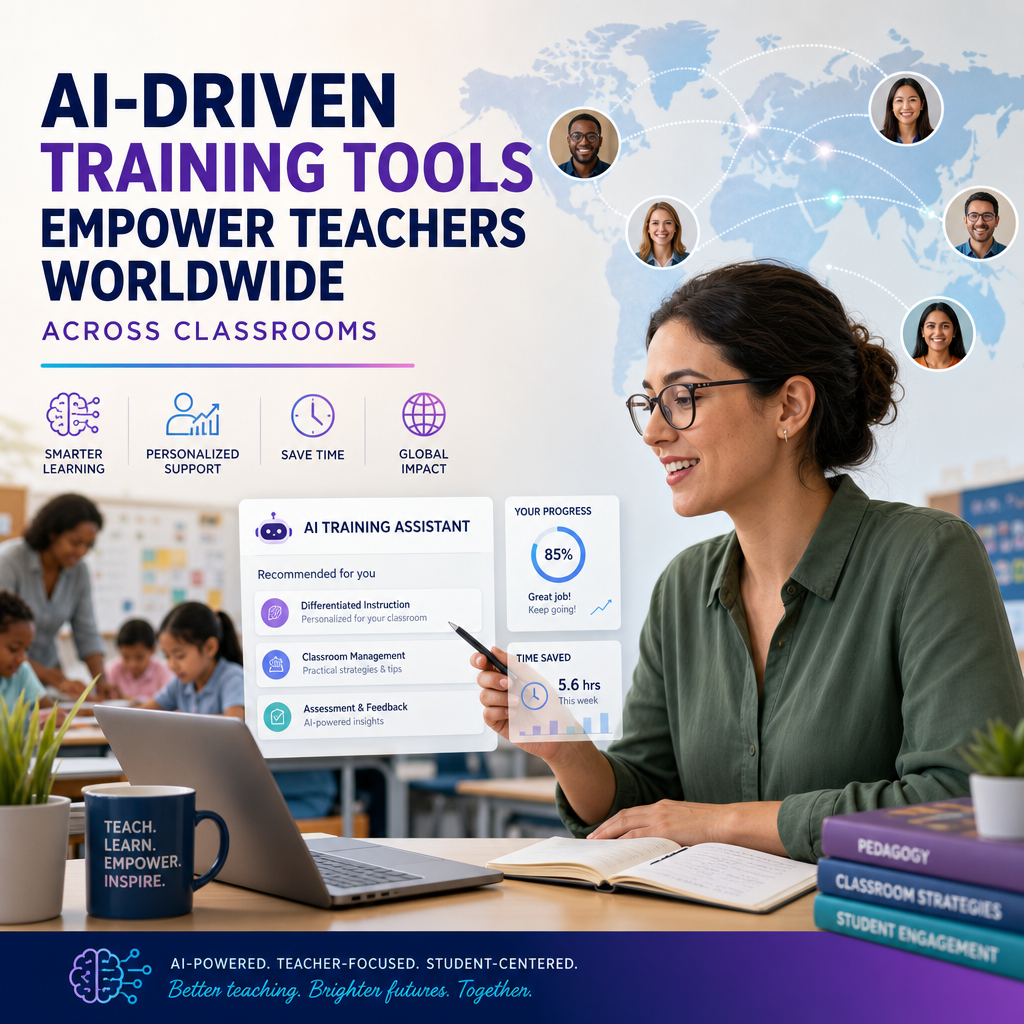 Illustration of AI-Driven Training Tools Empower Teachers Worldwide Across Classrooms