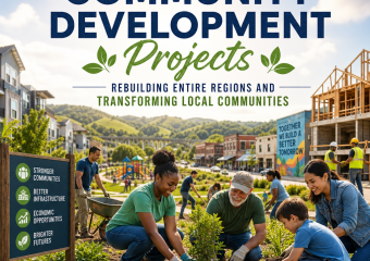 Illustration of Community Development Projects Rebuilding Entire Regions and Transforming Local Communities