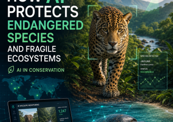 AI in conservation illustration for How AI Protects Endangered Species and Fragile Ecosystems