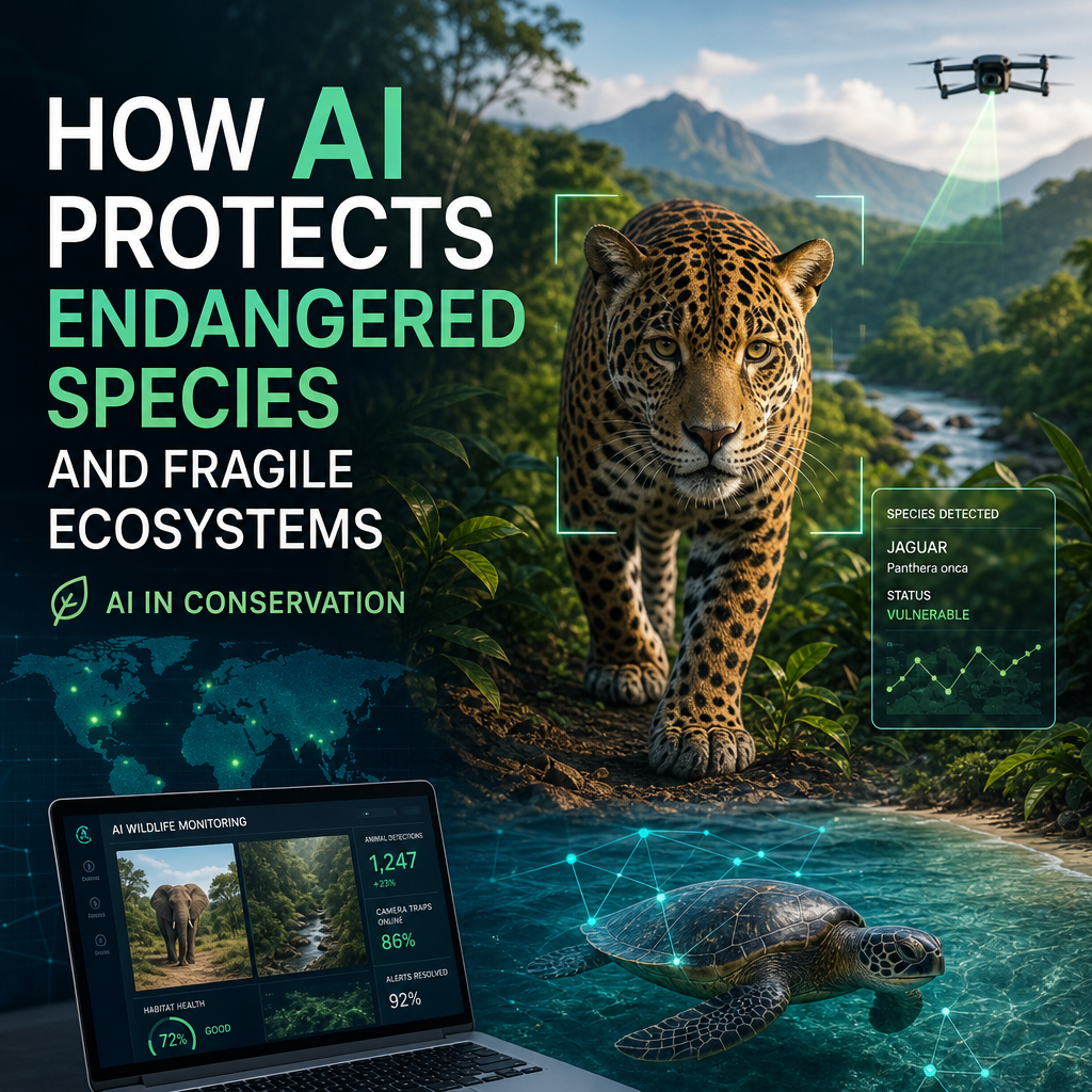 AI in conservation illustration for How AI Protects Endangered Species and Fragile Ecosystems