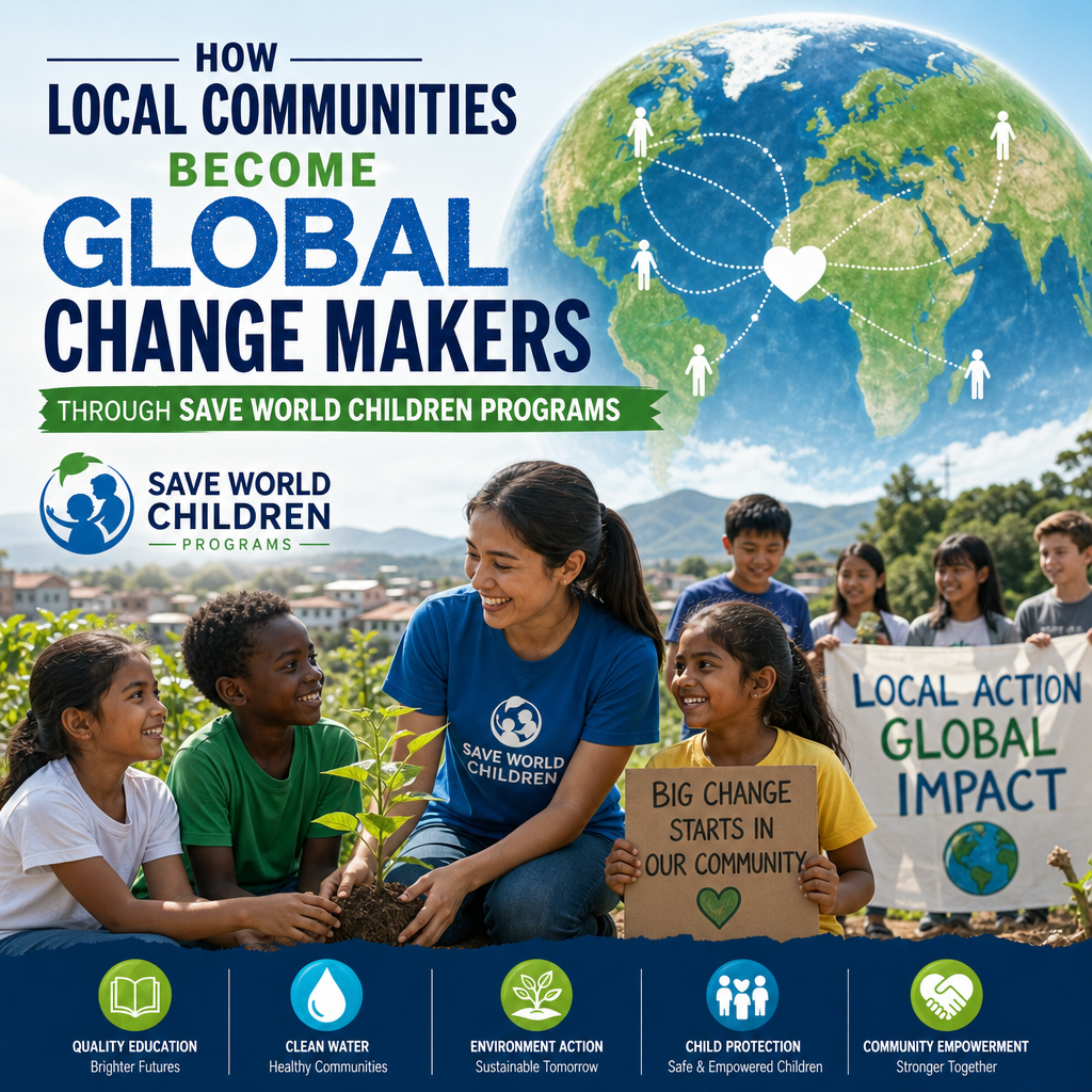 Illustration of How Local Communities Become Global Change Makers Through Save World Children Programs