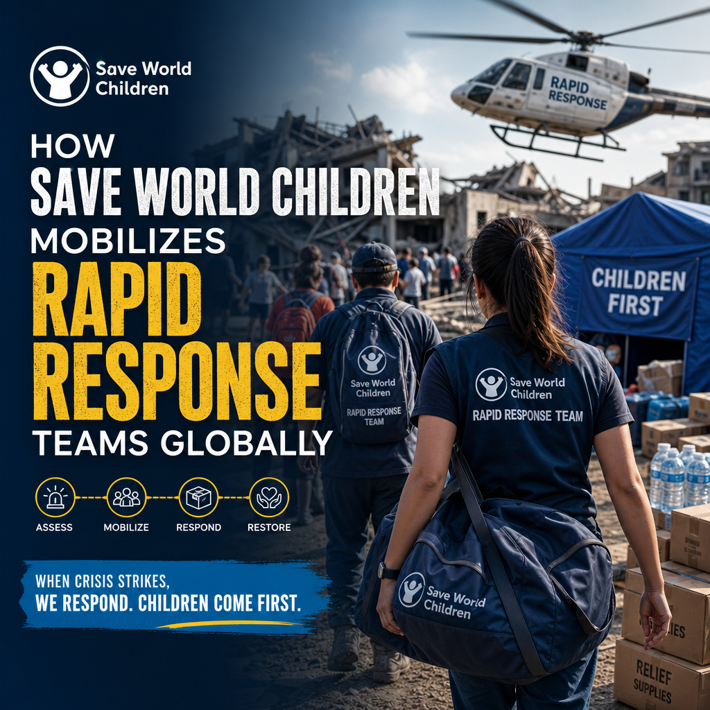 Illustration of How Save World Children Mobilizes Rapid Response Teams Globally