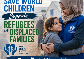 refugee support illustration for How Save World Children Supports Refugees and Displaced Families