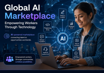 AI-powered marketplace illustration for LaborAIx: Global AI Marketplace Empowering Workers Through Technology