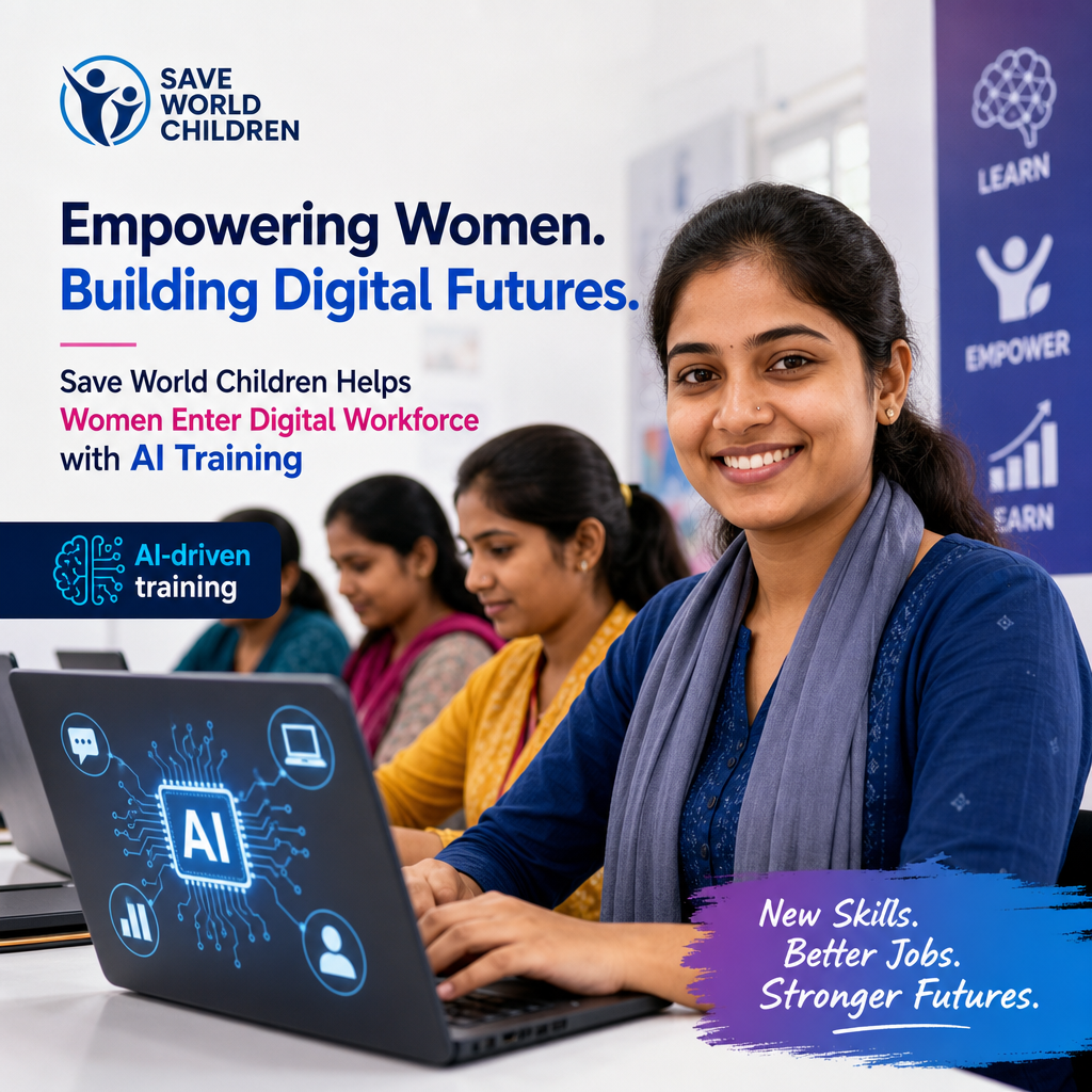 AI-driven training illustration for Save World Children Helps Women Enter Digital Workforce with AI Training