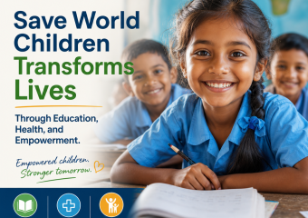 children education illustration for Save World Children Transforms Lives Through Education, Health, and Empowerment