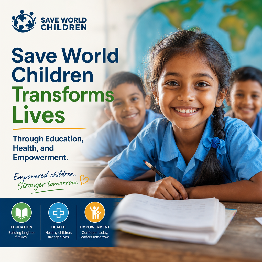 children education illustration for Save World Children Transforms Lives Through Education, Health, and Empowerment