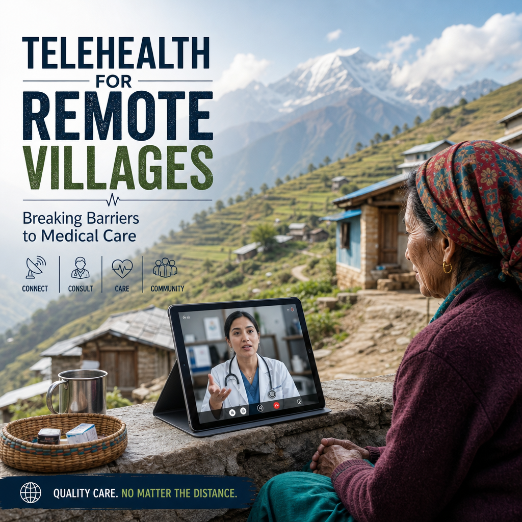Illustration of Telehealth for Remote Villages: Breaking Barriers to Medical Care