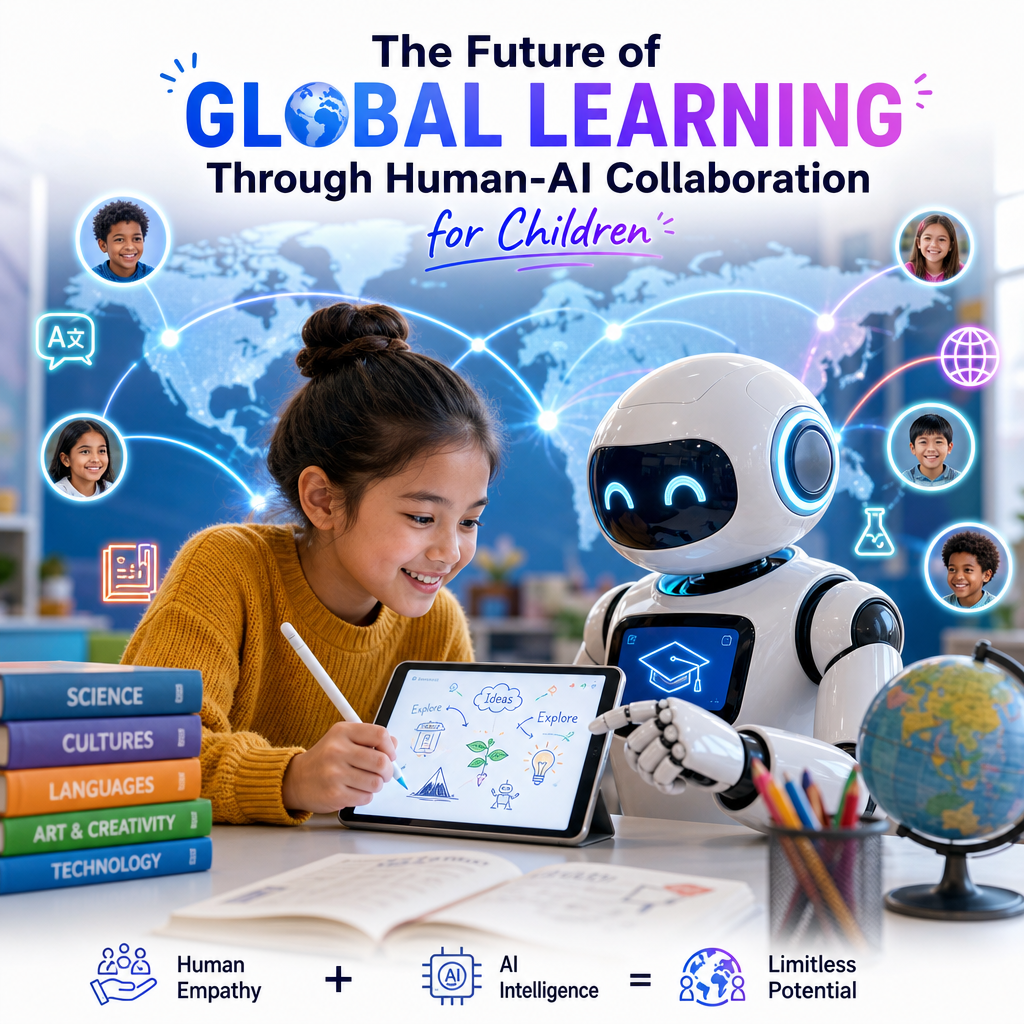 Illustration of The Future of Global Learning Through Human-AI Collaboration for Children