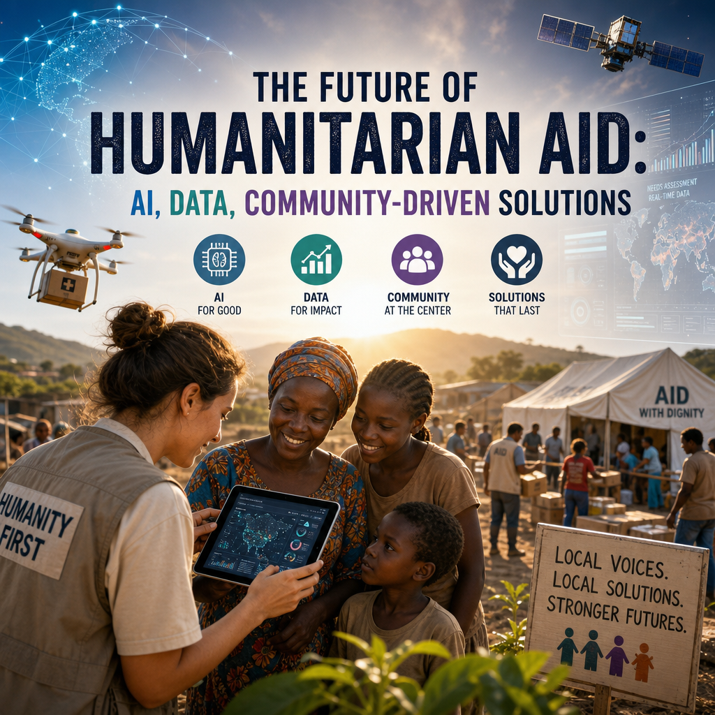 Illustration of The Future of Humanitarian Aid: AI, Data, Community-Driven Solutions